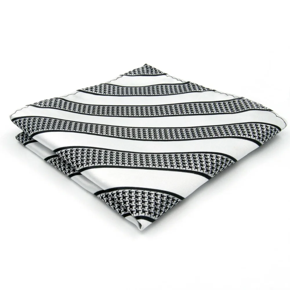 Handkerchief Hanky Stripes White Black Handkerchieves Men's Jacquard