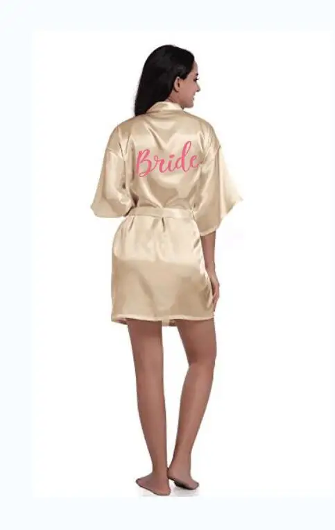 

sexy champagne robe bride kimono satin robe women Bathrobe wedding robe sister mother of the bride groom bridesmaid robes