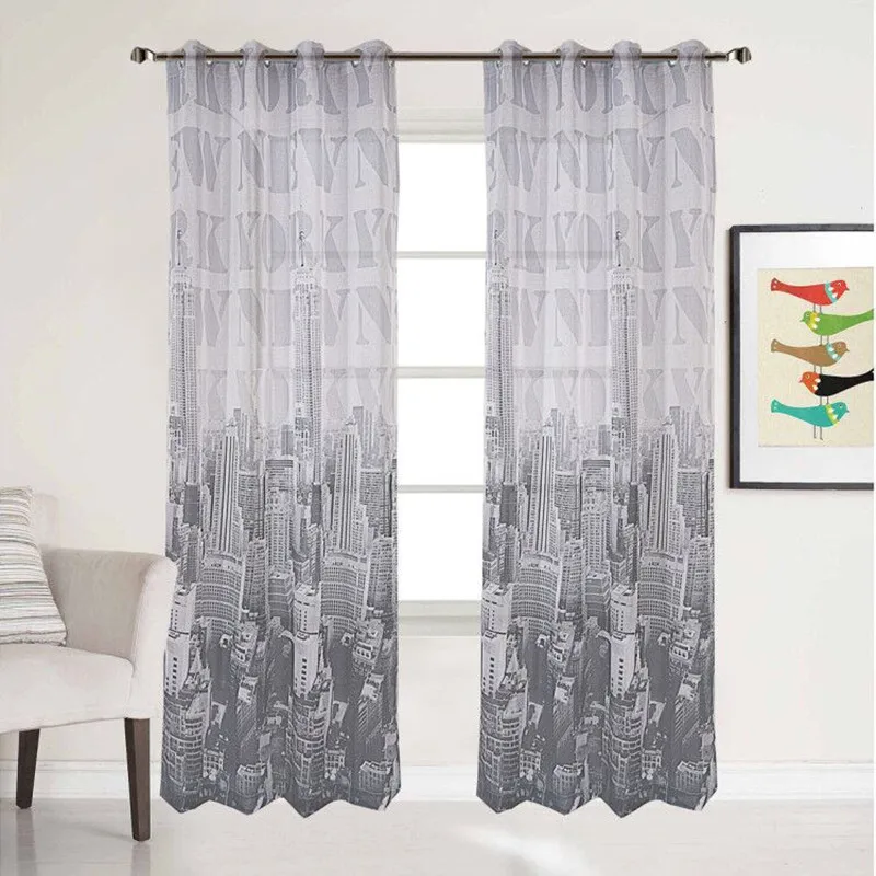 Cheap Price New Design New York Curtains New York Letters Sheer