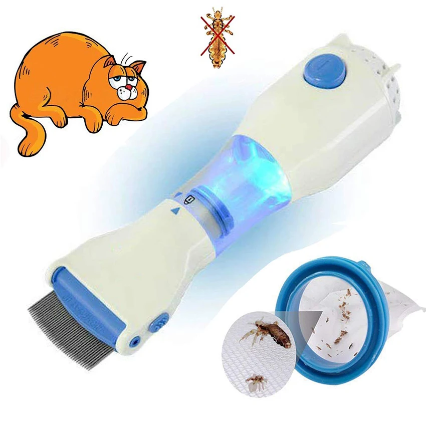 Electric Flea Comb Puppies Fleas Treatment Safe Pets Kill for Dogs Cats