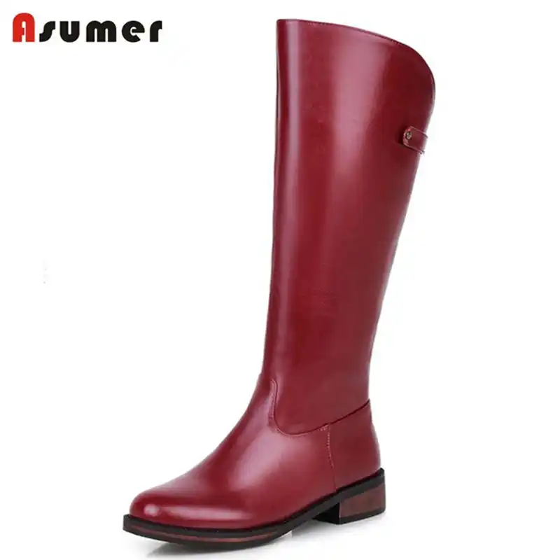 Asumer, большие и маленькие размеры, горячая Распродажа, полусапожки однотонная простая женская обувь на молнии зимние ботинки на платформе с круглым носком на низком каблуке - изображение