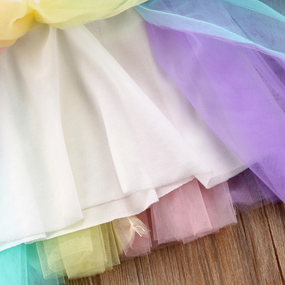 Новинка года; разноцветная фатиновая юбка-пачка принцессы для маленьких девочек; Радужная юбка; Одежда для танцев; летний нарядный костюм; милая одежда