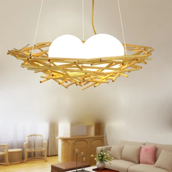 

brief originality wood modern Pendant Lights western restaurant bedroom lamp personalized cafe bird nest solid LU630 ZL43