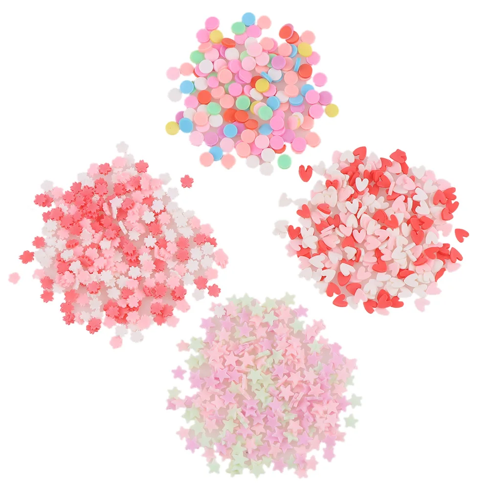 

About 20g Mix Candy Color 3D Round Heart Star Cherry Blossoms Snowflake Soft Clay For Nail Art DIY Decorations Tools Slices