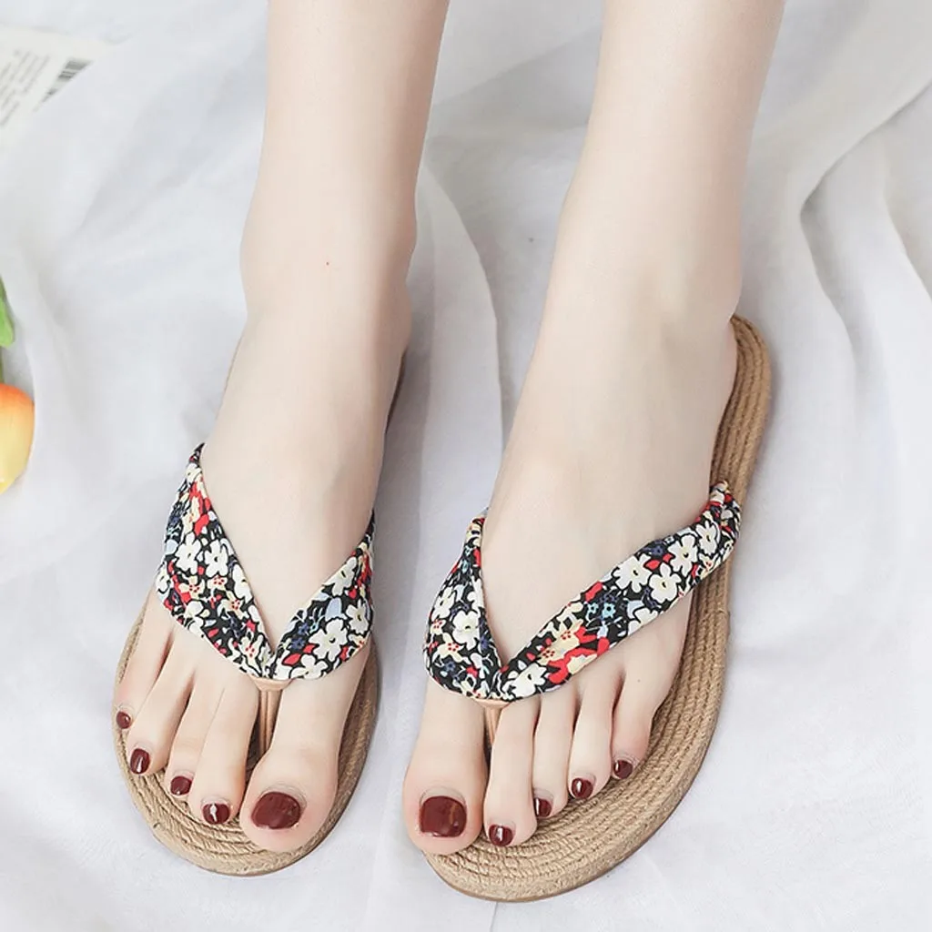 

Summer Women's Sweet Print Non-Slip Flip Flops Sandals Flat Beach Slippers Shoes