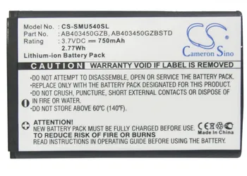 

Cameron Sino 750mAh Battery AB403450GZ, AB403450GZB, AB403450GZBSTD for Samsung SCH-U540, SCH-U550, SGH-U540, SGH-U550