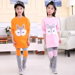 Anyongzu модные Обувь для девочек на весну для девочек Длинные рукава Брюки для девочек Вышивка футболка FILLE футболка детская одежда для