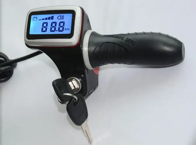 

twist throttle grips with led display screen&lock/key accelerator gas handle for electric bike scooter trik MTB mobility PARTS