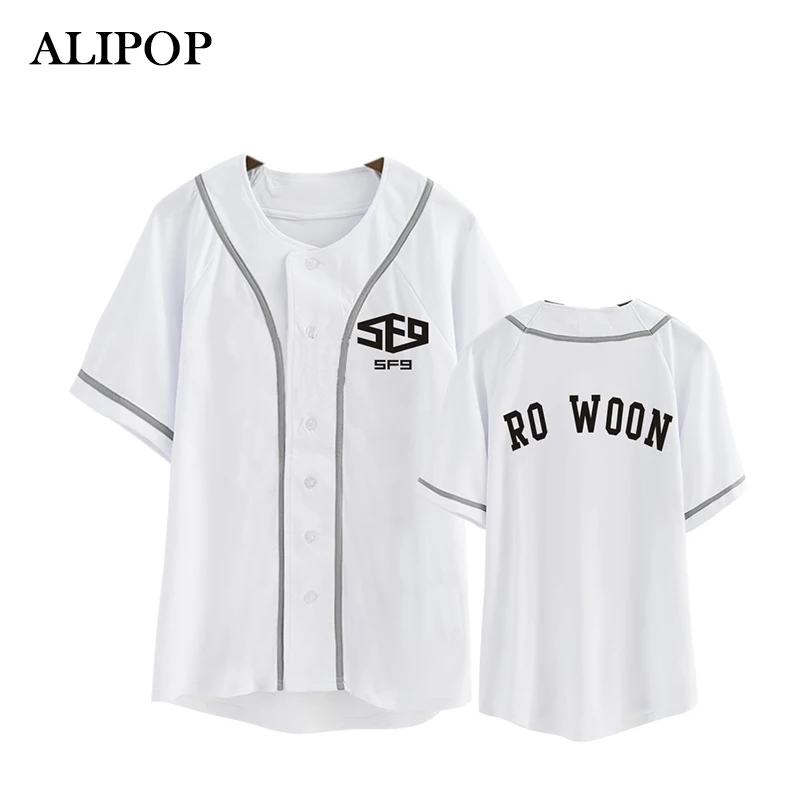 Хлопковая Футболка Kpop с кнопками и надписью Sensation alfirst9 Album Fanfare K POP|cotton tshirt|fashion