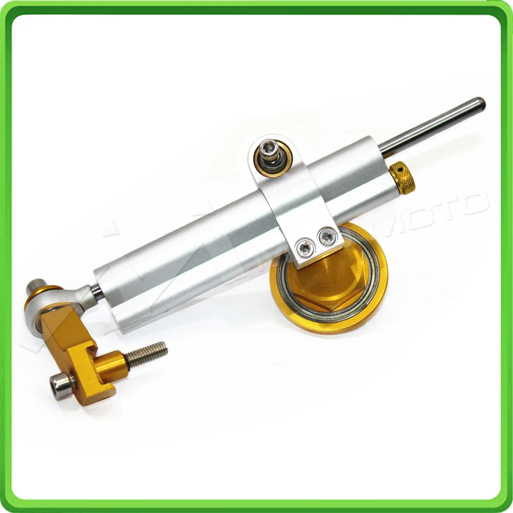 For Yamaha R6 YZF-R6 2006 2007 2008 2009 2010 2011 2012 2013 2014 2015 2016 2017 Steering Damper & Bracket Mount Kit Silver&Gold (4)