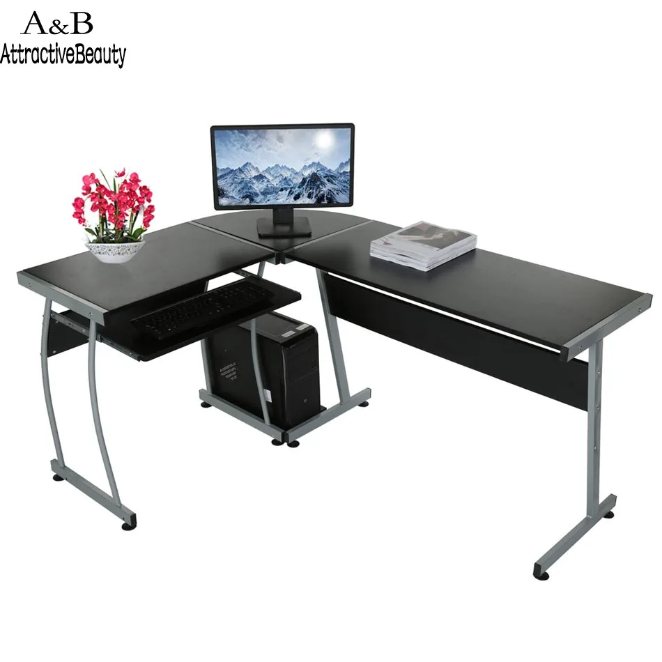 

Homdox New Home Office L Shape Corner Computer PC Desk Table 3-Piece Corner Desk N30*