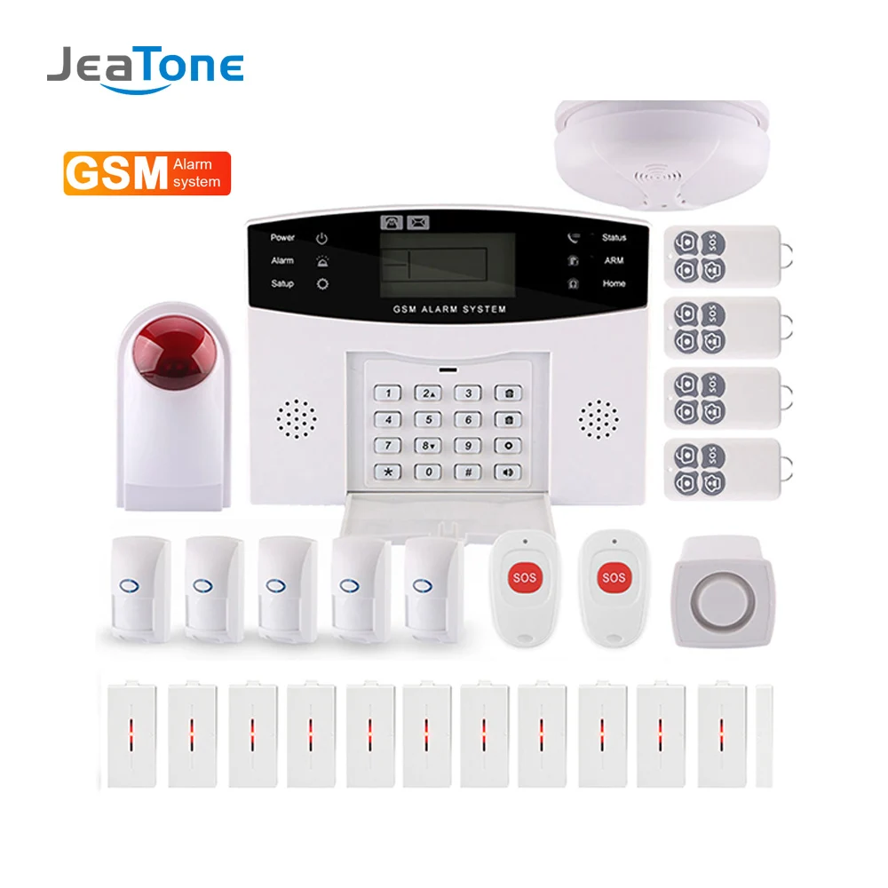 Jeatone Wireless Home Burglar GSM Security Alarm System LCD Display PIR Sensor Door Window Sensor APP Control IOS Android