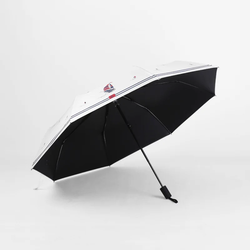 YADA Creative Sailboat&Stripe Umbrella uv Sunny&Rainy Folding Umbrella For Women Windproof Designer Sail Pattern Umbrellas YS681