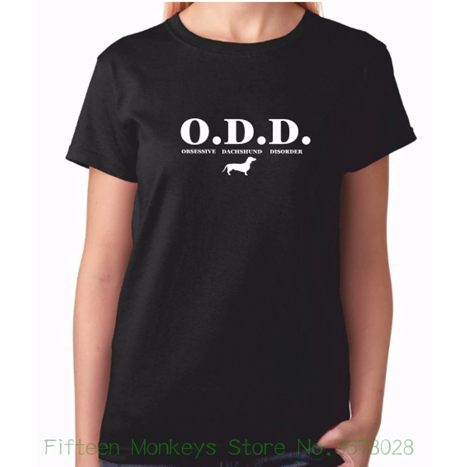 

Women's Tee Ladies Dachshund Tshirt - Odd Obsessive Dachshund Disorder - Funny Sausage Dog Print T-Shirt girls Hipster Harajuku