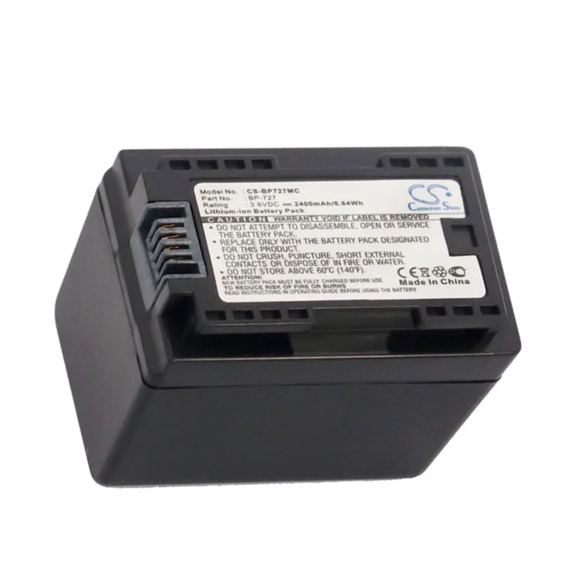Аккумулятор Cameron Sino 2400 мАч для CANON BP-727 фотокамера VIXIA HF M56 R300 R306 R38 M52 R32 R36 |