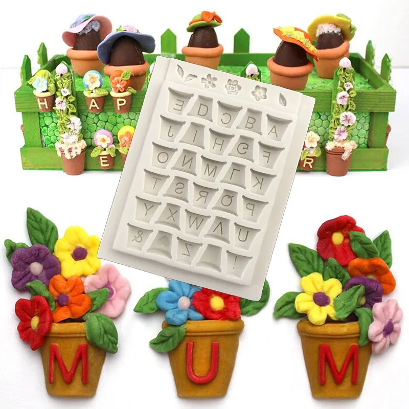 1PC Flower Alphabet Fondant Silicone Mold Cake Decorating