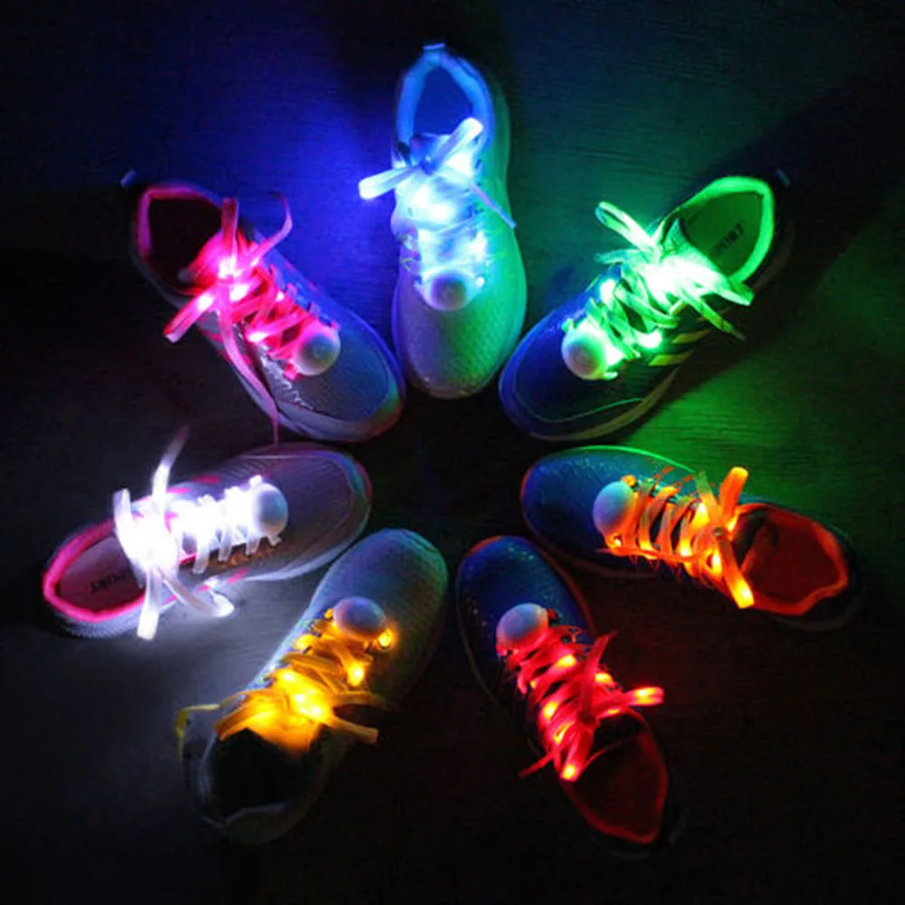 

1 Pair New LED Shoelaces Luminous Flashing Shoe Laces Disco Party Light Up Glow Nylon Strap