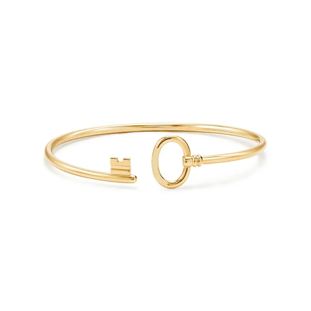 

TIFF 100% 925 Sterling Silver Gold Key Bracelets Live Mouth Size Adjustable DIY Original Jewelry Ladies Charm Jewelrys