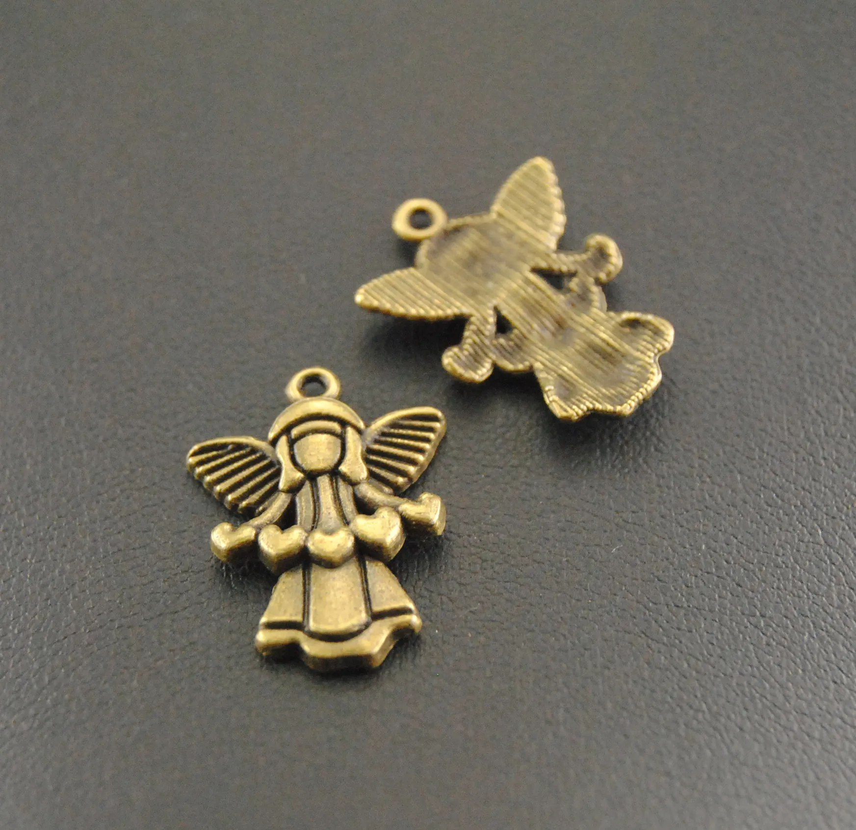 10 pcs Bronze Love Heart Angel Girl Charms DIY Jewelry Findings
