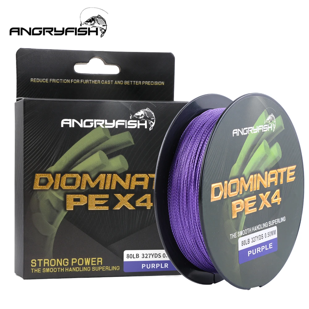 Angryfish 327Yds/300 متر خيط صنارة الصيد مواجهة الاثار مضفر خيط صنارة الصيد 4 ستراند PE المتعددة الشعيرات خيط صنارة الصيد 15 20 25 30 40 50 60 80LB