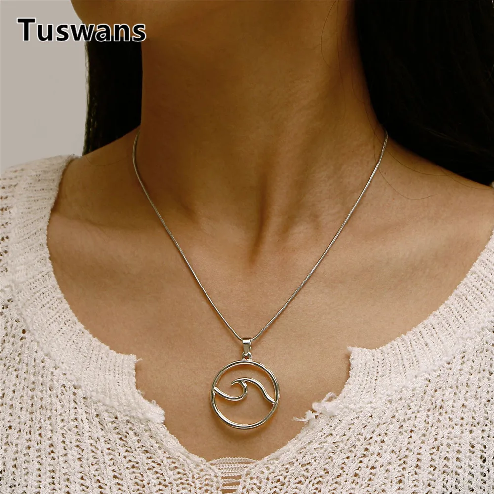 Summer Fashion Waves Necklace & Pendant Beach Nautical Surfing Jewelry