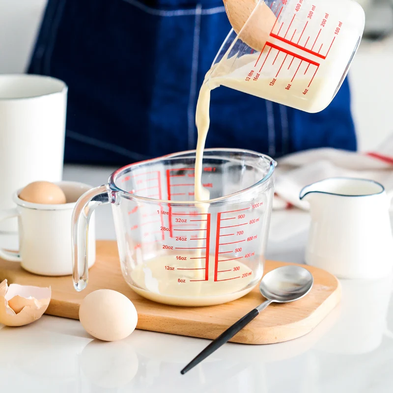 

500ML/1000ML Measuring Scale Cup Transparent Heat Resitant Tempered Glass Milk Cups Home Bakeware Cooking Tools Kitchen Utensils