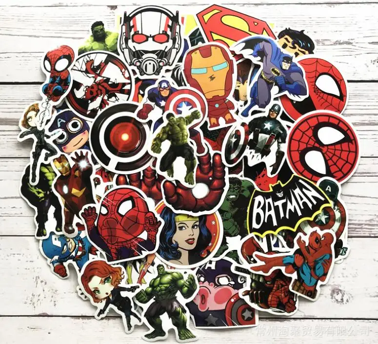 

100 Pcs/Set Cartoon MARVEL Stickers Super Hero DC For Luggage Car Laptop Notebook Decal Fridge Skateboard Batman Superman