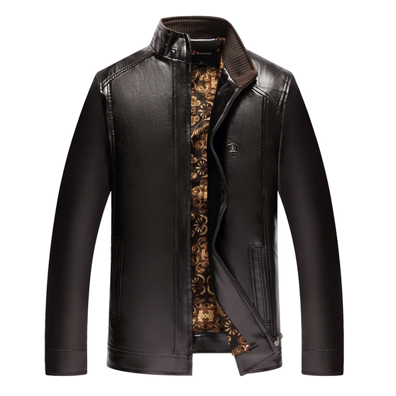 

European style Motorcycle jacket Black Trench coat men wool casual jacket men fur collar plush faux leather Outerwear jacket