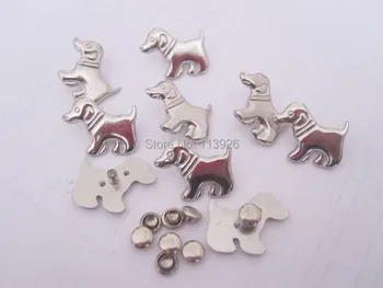 

Free shipping!100pcs silver17X22mm Dog shape metal rivets studs and spikes for clothes /shoes/leather craft/DIY accessories