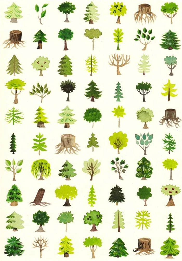 Buy 2 pcs/lot Green Trees DIY Waterproof Paper Sticker