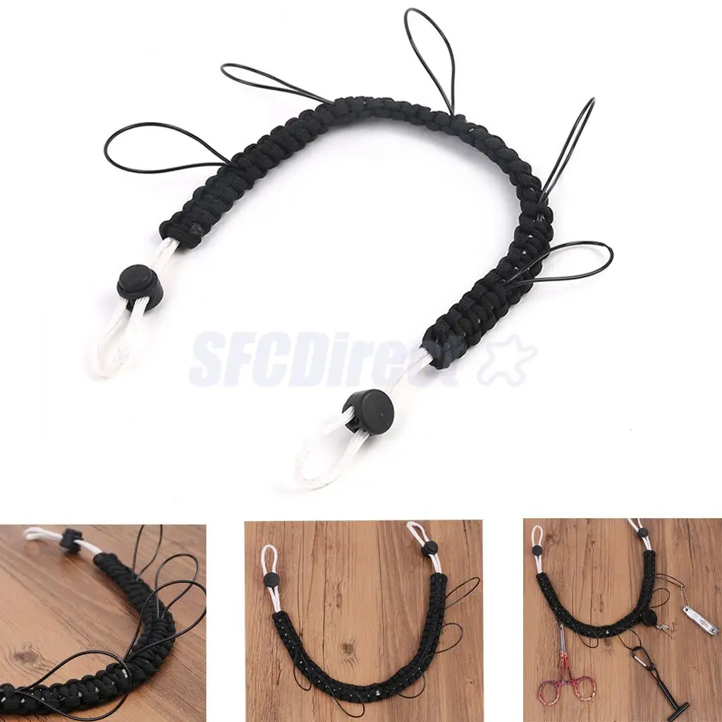  Nylon Braided Paracord Fly Fishing Lanyard Fishing Forceps Line Cleaner Nipper Patch Holder Tools Neck Strap