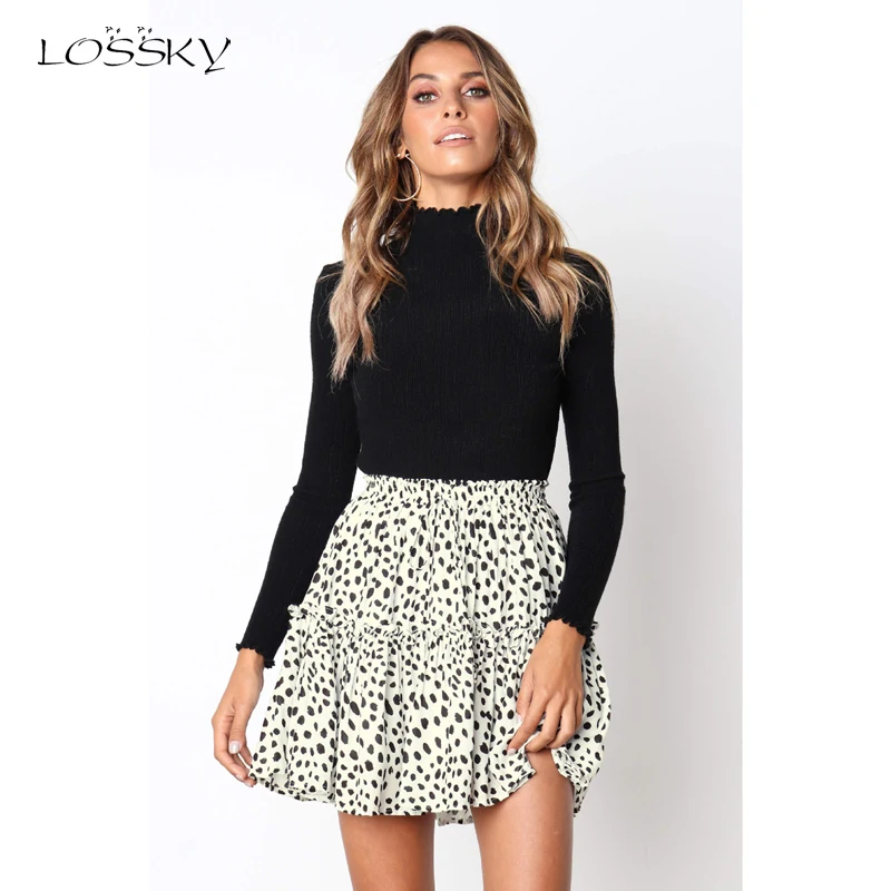 LOSSKY, сексуальная трендовая леопардовая юбка, женская уличная плиссированная юбка средней длины, женская повседневная юбка с принтом, летняя Высокая мода