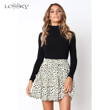 LOSSKY, сексуальная трендовая леопардовая юбка, женская уличная плиссированная юбка средней длины, женская повседневная юбка с принтом, летняя Высокая мода
