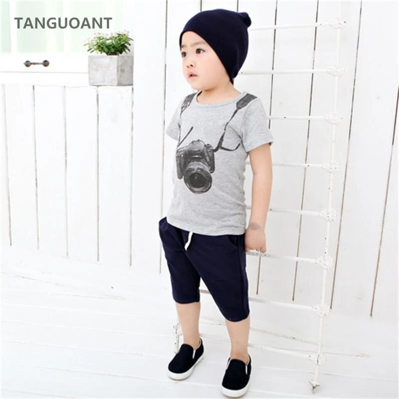 TANGUOANT/Лидер продаж, футболки для мальчиков, футболки с короткими рукавами и рисунком камеры, детская одежда для мальчиков, новая детская футболка - изображение