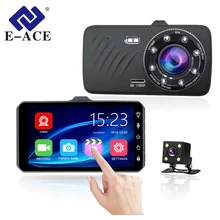 E-ACE Auto DVR 4 Pollici di Tocco della Macchina Fotografica Auto con Doppio Obiettivo Dashcam FHD 1080 P Registrator Con Videocamera vista posteriore Dash Cam Video registratore