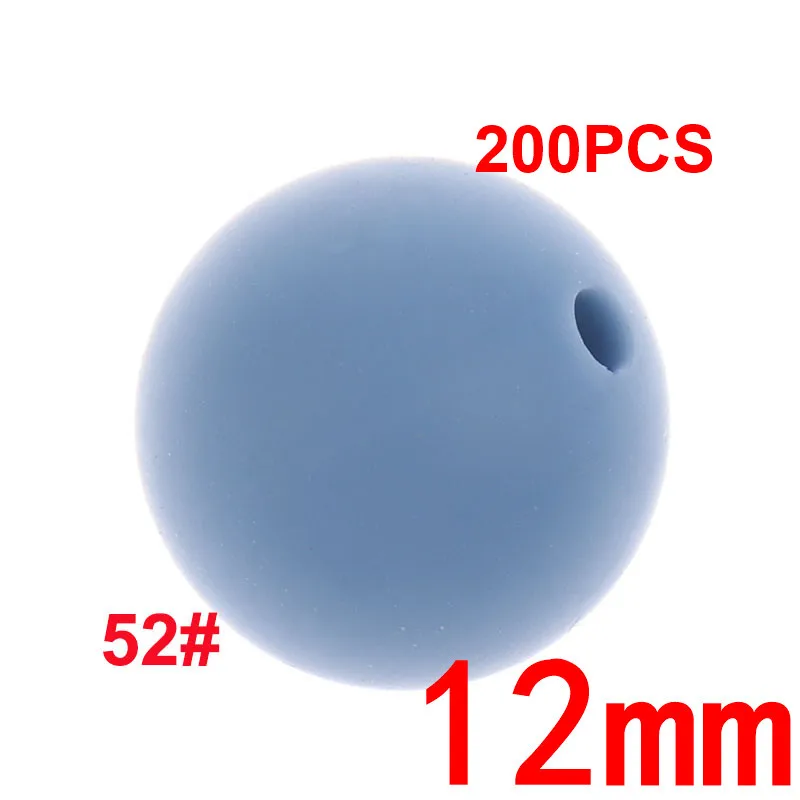 52 Powder Blue 200 шт Круглые 12 мм Силиконовые Бусины прорезыватель Bpa бесплатно детские стоматологические ожерелья Аксессуары крепления для укачивания, успокаивающего приспособления цепочка ручная работа - Цвет: 52 Powder Blue