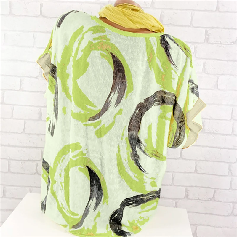 Womail, женские топы, новинка, летние женские топы с круглым вырезом, большой размер, с принтом, с блестками, короткий рукав, легкий Топ, Прямая поставка, Apr16