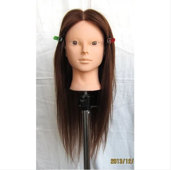 

Free Shipping!! 100% High Temperature Fiber Hair Hairdressing Cutting Training Mannequin Head With Clamp 22" Brown