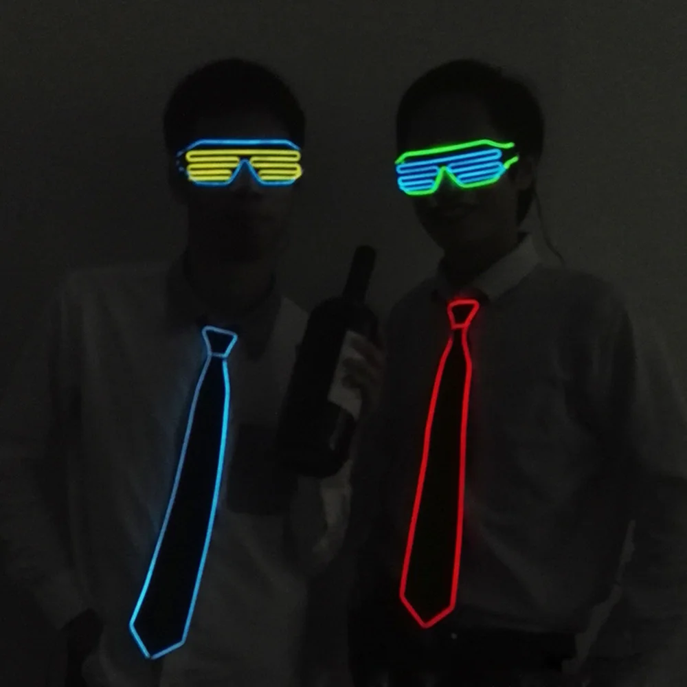 

EL Wire Tie Flashing LED Glow Tie Cosplay Costume Anonymous Necktie Glowing Dance Carnival Party Supplies Cool Glowing Props