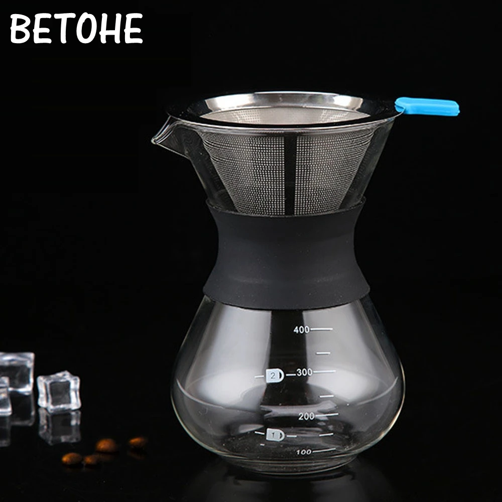 BETOHE 400ml Pour Over Coffee Maker Filter Dripper Glass Container