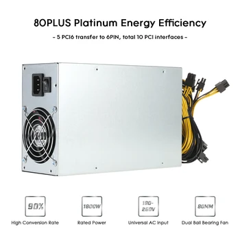 

1800W 90% Efficiency Mining Machine Power Source Switching Server Power Supply for bitman bitcoin Computer Ethereum S9 S7 L3 Rig