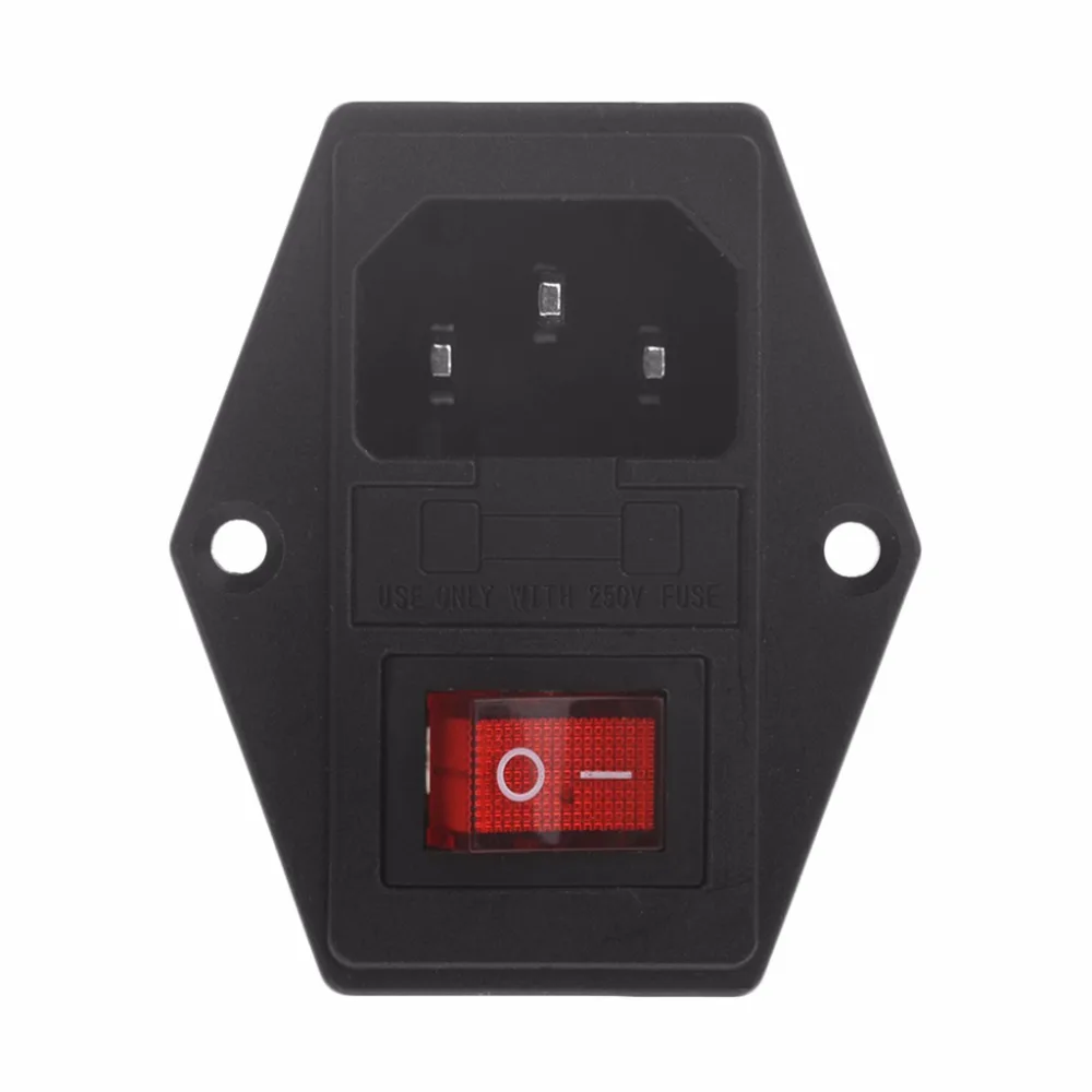 1PC 10A 250V 3 Pin IEC320 C14 AC Inlet Male Plug Power Socket Without Fuse Switchin Replacement