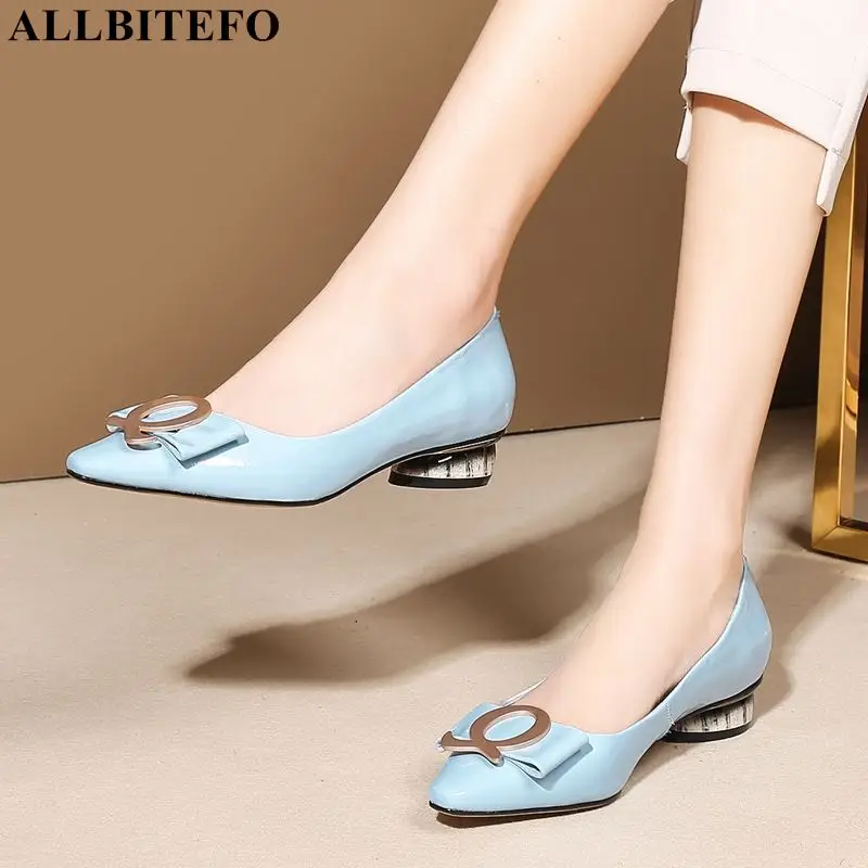 

ALLBITEFO new fashion genuine leather pointed toe women high heel shoes high quality high heels women shoes office ladies shoes