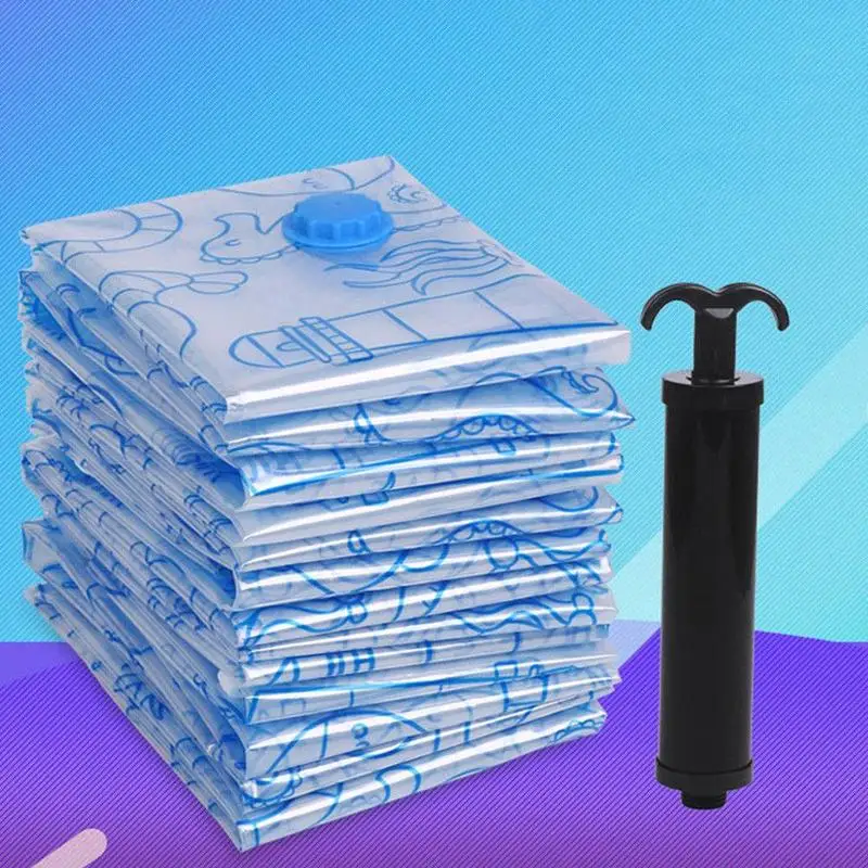 

1pc Vacuum Compression Bag Storage Bag Printing Pump Transparent Foldable Large Seal Compressed Travel Saving Space Storage Bags