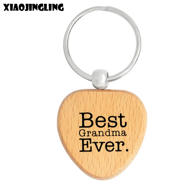 XIAOJINGLING Personalized Natural Wood Keychain Wooden Keyring Best Grandma Ever Fashion Women's Keyfob Jewelry Gifts | Украшения и