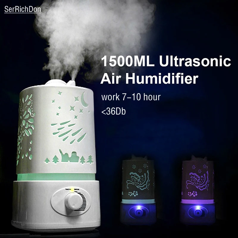 

1500ml Aroma Essential Oil Diffuser Ultrasonic Cool Mist Humidifier Air Purifier 7 Color LED Night light Humidifier for home