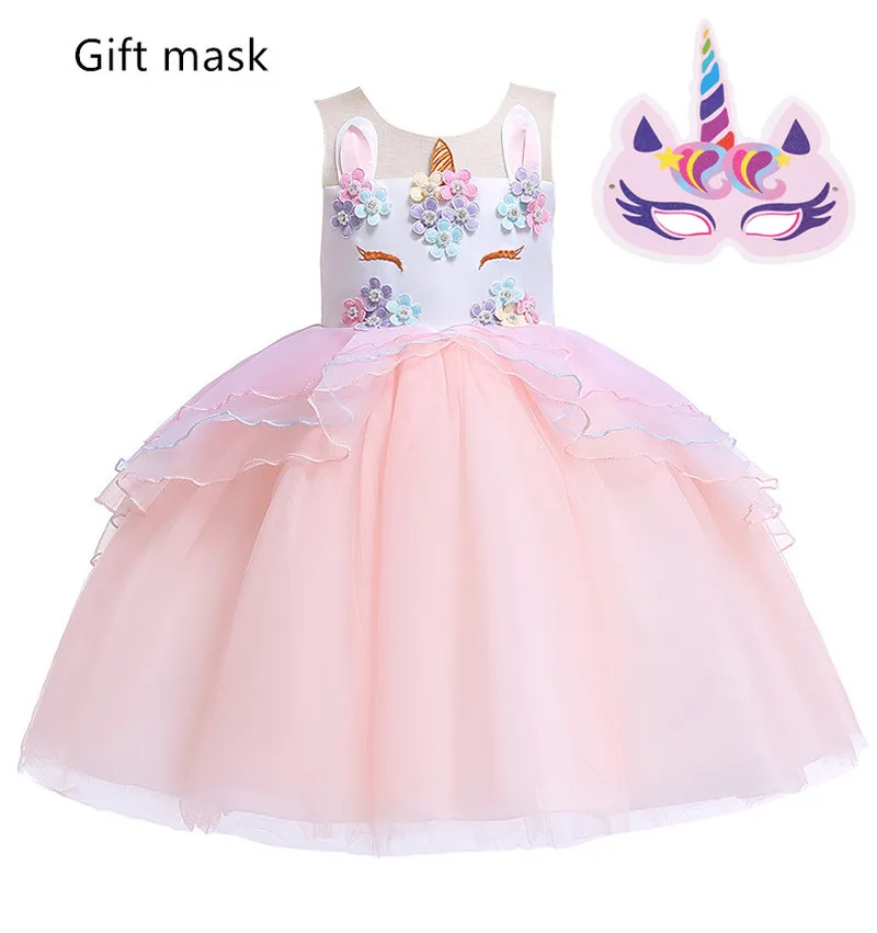 Unicorn Cosplay Costume Girls Kids Party Halloween Dress+Hair Hoop Set Outfits