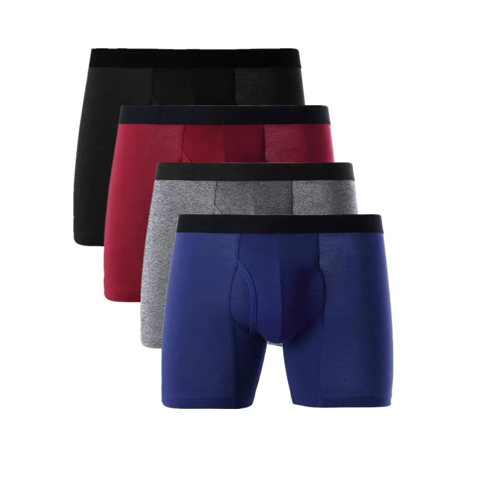 Mens Underwear Soft Boxers Cotton Boxer Men Solid Boxer Shorts 4Pcs/Lot ...