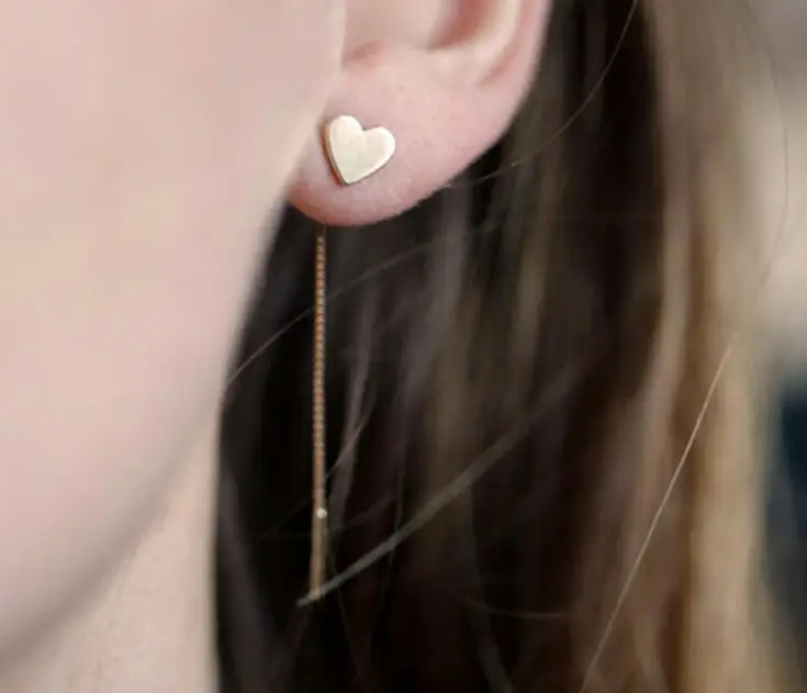 

Fashion Simple Punk Triangular Heart Geometric Gold Silver Color Metal Drop Earrings Dangle Chain Tassels Jewelry Long Chain