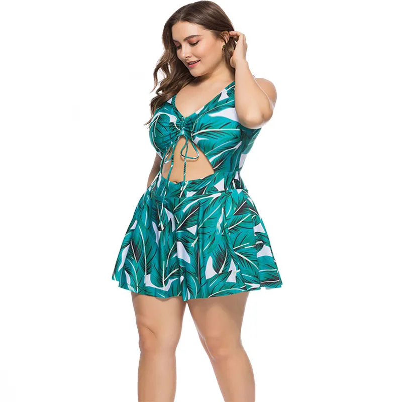 Большой размер, Женский цельный костюм, Цветочный купальник, пляжное платье, одежда для плавания, пляжная юбка, женский купальный костюм, XL~ 5XL, 3 цвета